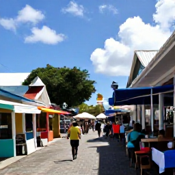Caribbean Holidays, Cheap January Antigua, Colourful St John&rsquo;s market street in Antigua with local stalls, caf&eacute;s and visitors in sunny January weather