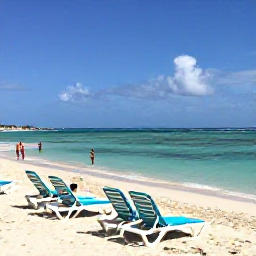 Caribbean Holidays, Cheap January Barbados, Calm Barbados beach with sun loungers, clear shallow water and travellers enjoying an affordable January seaside holiday