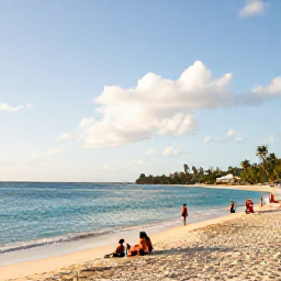 Caribbean Holidays, Cheap January Barbados, Relaxed Barbados beach scene with calm blue water, soft golden sand and visitors enjoying a peaceful January afternoon