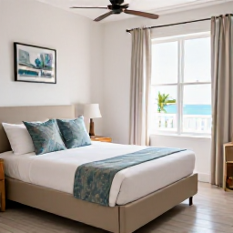 Caribbean Holidays, Cheap January Bermuda, A comfortable Bermuda guesthouse room with simple stylish furnishings, tropical touches and sunlight through the window