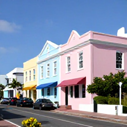 Caribbean Holidays, Cheap January Bermuda, Historic pastel-coloured buildings and quiet streets in Hamilton, Bermuda, on a bright January day
