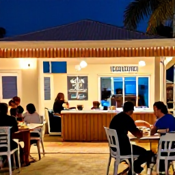 Caribbean Holidays, Cheap January Cayman, Friendly local restaurant in George Town, Grand Cayman, serving fresh Caribbean food to visitors on a warm January evening