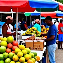 Caribbean Holidays, Cheap January Dominica, A colourful Roseau street market with tropical fruit, local food and friendly shoppers in Dominica