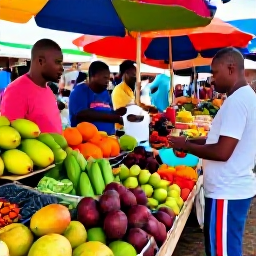 Caribbean Holidays, Cheap January Guadeloupe, A colourful Guadeloupe market with tropical fruit, spices, local food stalls and friendly shoppers in warm morning light