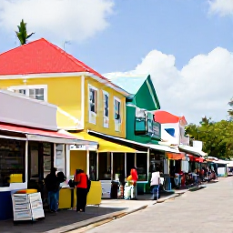 Caribbean Holidays, Cheap January Holidays, A lively street in Philipsburg, Sint Maarten, with colourful buildings, small shops, palm trees and visitors exploring in warm January sunshine