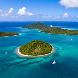 Caribbean Holidays, Cheap January Holidays, Aerial view of the British Virgin Islands with turquoise water, green islands and sailing boats under bright January sunshine