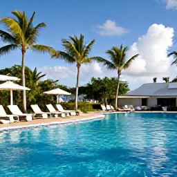 Caribbean Holidays, Cheap January Holidays, Affordable Dominican Republic resort with swimming pool, palm trees and comfortable sun loungers in January