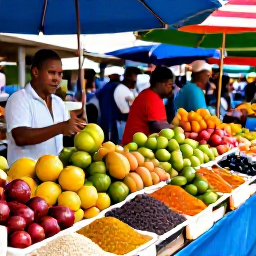 Caribbean Holidays, Cheap January Holidays, Bustling Trinidad market with colourful tropical fruit, spices, street food stalls and friendly local vendors