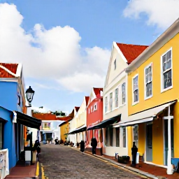 Caribbean Holidays, Cheap January Holidays, Colourful Charlotte Amalie street on Saint Thomas with historic buildings, small shops and visitors exploring in warm January sunshine