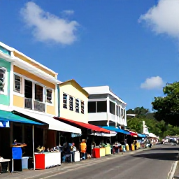 Caribbean Holidays, Cheap January Holidays, Colourful Kingstown street scene in Saint Vincent with local market stalls, historic buildings and Caribbean sunshine