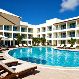 Caribbean Holidays, Cheap January Holidays, Comfortable Caribbean resort with a swimming pool, sun loungers and guests enjoying an affordable all-inclusive January holiday