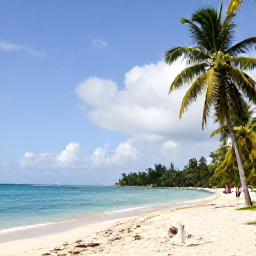 Caribbean Holidays, Cheap January Holidays, Relaxed beach scene at Pigeon Point in Tobago during a sunny January morning, turquoise water, palm trees and a few visitors