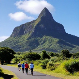 Caribbean Holidays, Cheap January Holidays, Scenic view of Mount Liamuiga and green Saint Kitts countryside with a small hiking group on a clear day
