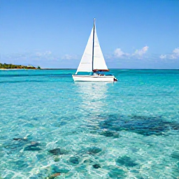 Caribbean Holidays, Cheap January Holidays, Small boat sailing over clear turquoise water near Providenciales, with colourful fish and coral visible below