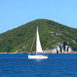 Caribbean Holidays, Cheap January Holidays, Small sailboat cruising between the British Virgin Islands on a clear sunny day, with dramatic green hills and blue sea