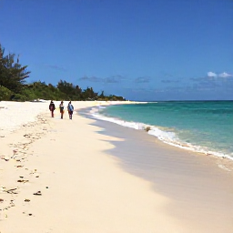 Caribbean Holidays, Cheap January Holidays, Visitors walking along a quiet golden beach beside clear turquoise water on Bequia in January