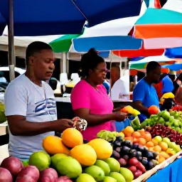 Caribbean Holidays, Cheap January Martinique, Colourful Fort-de-France market in Martinique with local fruit, spices and friendly shoppers