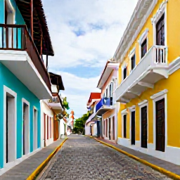 Caribbean Holidays, Cheap January Puerto Rico, Colourful colonial streets of Old San Juan, Puerto Rico, with historic buildings, balconies and cobbled pavements