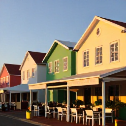 Caribbean Holidays, Cheap July Aruba, Relaxed July evening in Oranjestad, Aruba, with colourful buildings, outdoor dining and warm Caribbean sunset light