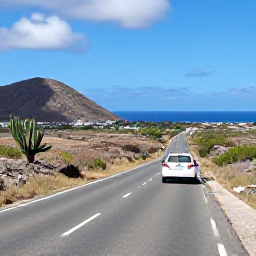 Caribbean Holidays, Cheap July Cura&ccedil;ao, Cura&ccedil;ao countryside with cacti, rocky hills, coastal views and a rented car travelling along a scenic road