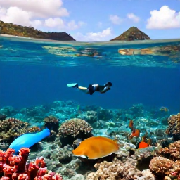 Caribbean Holidays, Cheap July Holidays, A snorkeller exploring clear shallow water above a colourful coral reef near St John in the United States Virgin Islands