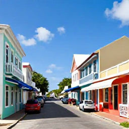 Caribbean Holidays, Cheap July Holidays, Colourful Charlotte Amalie street with historic buildings, small shops and a sunny Caribbean atmosphere on St Thomas