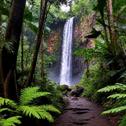 Caribbean Holidays, Cheap July Holidays, Lush El Yunque National Forest with tropical plants, a rainforest trail and a cascading waterfall