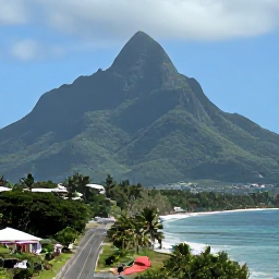 Caribbean Holidays, Cheap July Holidays, Panoramic view of lush Saint Kitts mountains rising behind a quiet coastal road and small villages