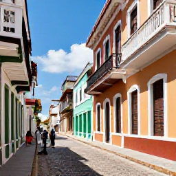 Caribbean Holidays, Cheap July Holidays, Visitors exploring colourful colonial architecture and cobbled streets in historic Old San Juan, Puerto Rico