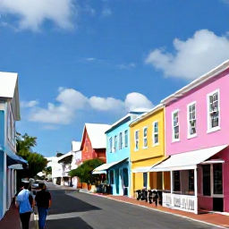Caribbean Holidays, Cheap June Bermuda, Colourful streets in Hamilton, Bermuda, with pastel buildings, caf&eacute;s and visitors exploring on foot