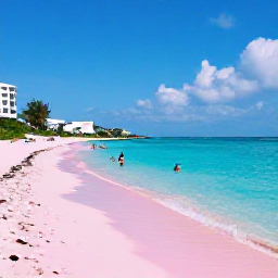 Caribbean Holidays, Cheap June Bermuda, Horseshoe Bay Beach in Bermuda on a sunny June day, with pink sand, clear blue water and visitors swimming