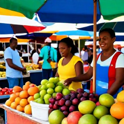 Caribbean Holidays, Cheap June Holidays, Colourful local market in Port of Spain, Trinidad, with fresh tropical fruit, street food and friendly shoppers