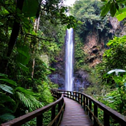 Caribbean Holidays, Cheap June Holidays, El Yunque rainforest in Puerto Rico with lush green foliage, a waterfall and a shaded walking trail