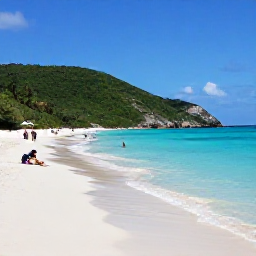Caribbean Holidays, Cheap June Holidays, Quiet white-sand beach at Magens Bay in St Thomas during June, with turquoise sea, green hills and a few relaxed visitors