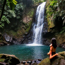 Caribbean Holidays, Cheap June Holidays, Visitor hiking through Dominica rainforest beside a waterfall and clear natural pool