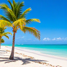 Caribbean Holidays, Cheap March Holidays, A sunny Dominican Republic beach in March with palm trees, turquoise Caribbean water and a relaxed atmosphere