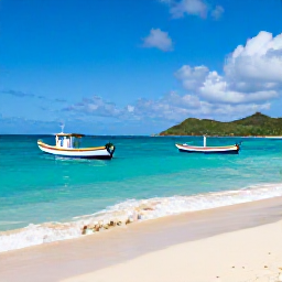 Caribbean Holidays, Cheap March Holidays, Bright turquoise water, a sandy Caribbean beach and colourful fishing boats on a sunny March morning in the United States Virgin Islands