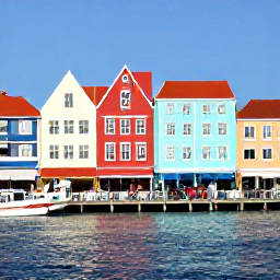 Caribbean Holidays, Cheap March Holidays, Colourful Willemstad waterfront in Cura&ccedil;ao with pastel Dutch Caribbean buildings, floating market boats and people exploring the streets