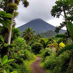 Caribbean Holidays, Cheap March Holidays, Lush Martinique rainforest landscape with Mount Pel&eacute;e, walking trail and tropical vegetation
