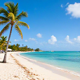 Caribbean Holidays, Cheap March Holidays, Sunny beach on Saint Kitts with calm turquoise sea, palm trees and a relaxed March holiday atmosphere