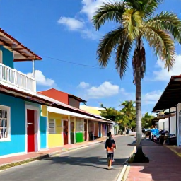 Caribbean Holidays, Cheap March Holidays, Traveller exploring Port of Spain, Trinidad, with colourful buildings, local shops and palm trees under a sunny March sky