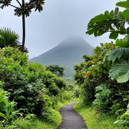 Caribbean Holidays, Cheap Martinique July, A green hiking trail through tropical forest towards Mount Pel&eacute;e in Martinique, with misty volcanic scenery