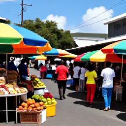 Caribbean Holidays, Cheap Martinique July, Travellers enjoying a colourful market in Fort-de-France, Martinique, with tropical fruit, spices and local crafts