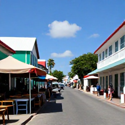 Caribbean Holidays, Cheap May Holidays, A colourful Caribbean street in Marigot and Philipsburg with local caf&eacute;s, market stalls, architecture and visitors exploring