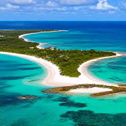 Caribbean Holidays, Cheap May Holidays, Aerial view of Providenciales coastline, white sand beaches, clear turquoise sea and green low-lying islands