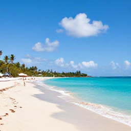 Caribbean Holidays, Cheap May Holidays, Sunny beach in St Thomas, United States Virgin Islands, with turquoise water, palm trees and a few visitors in May