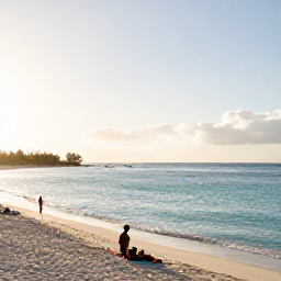 Caribbean Holidays, Cheap May Holidays, Turquoise Grace Bay beach in May, soft morning sunlight, calm water and a few relaxed holidaymakers