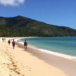 Caribbean Holidays, Cheap May Holidays, Visitors walking along the golden sands of Reduit Beach in Saint Lucia, with clear water and green hills beyond