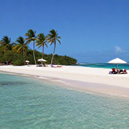 Caribbean Holidays, Cheap May Holidays, White sandy beach on Tortola in the British Virgin Islands with clear shallow water, palm trees and a couple relaxing by the shore