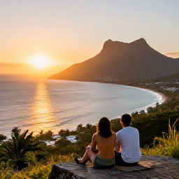 Caribbean Holidays, Cheap Montserrat Holidays, A couple watching the sunset over Montserrat's Caribbean coastline from a quiet scenic viewpoint